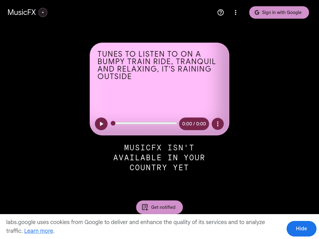MusicLM's MusicFX screenshot