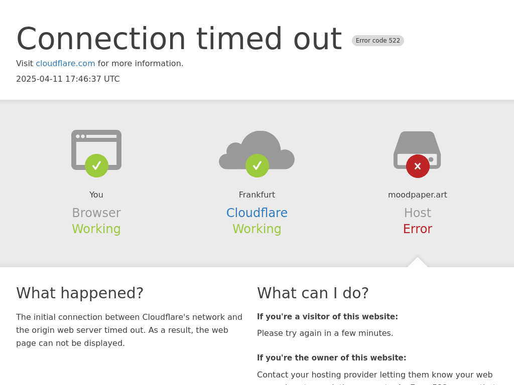 Error 522 screenshot