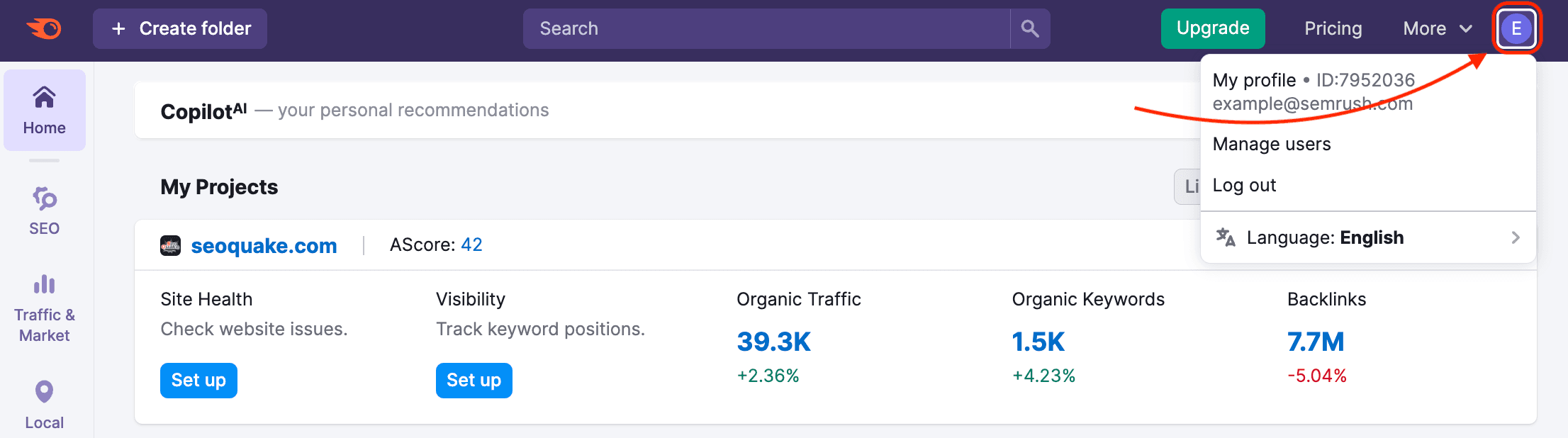 Semrush Profile Settings