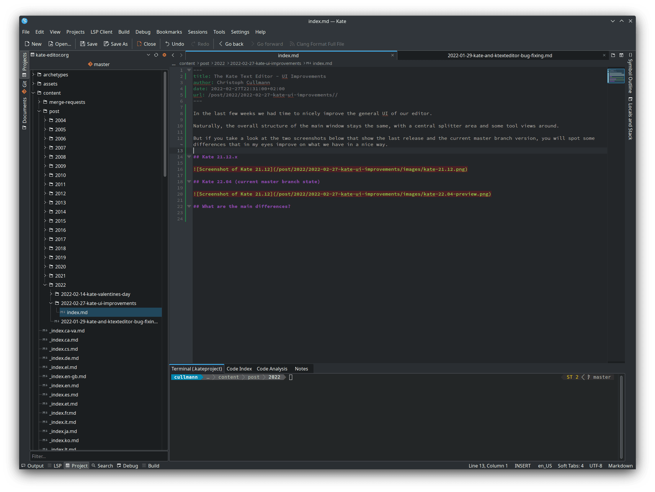 The Kate Text Editor - UI Improvements