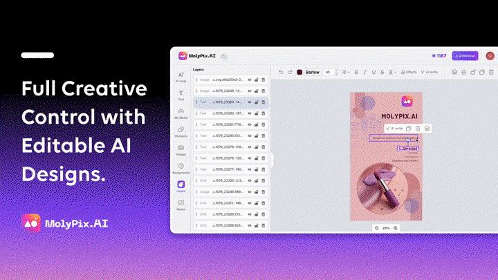 MolyPix.AI - Create editable designs with prompts