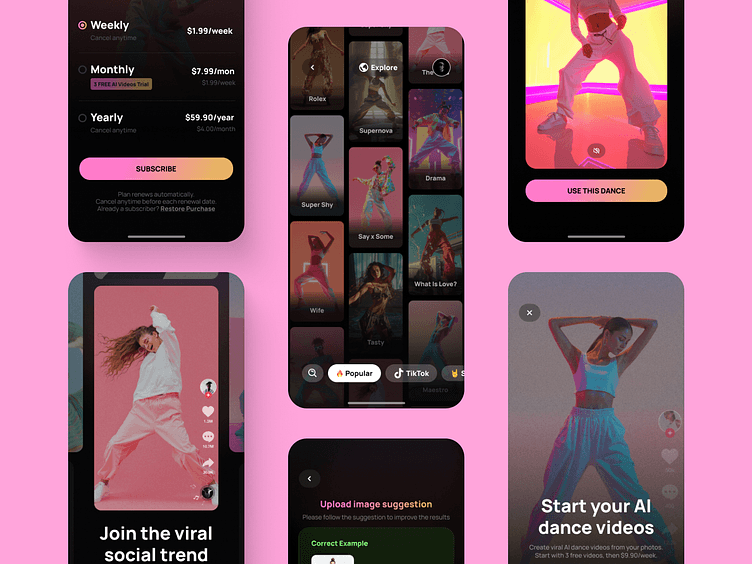 AI Dance Generation app by Hermes R. (uxspider) on Dribbble