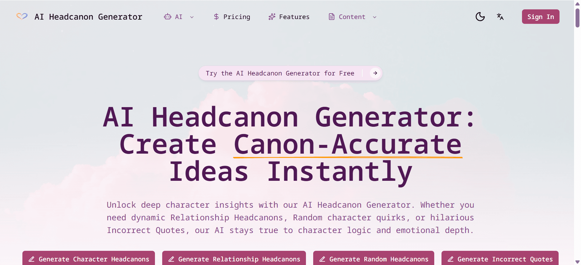 AI Headcanon Generator