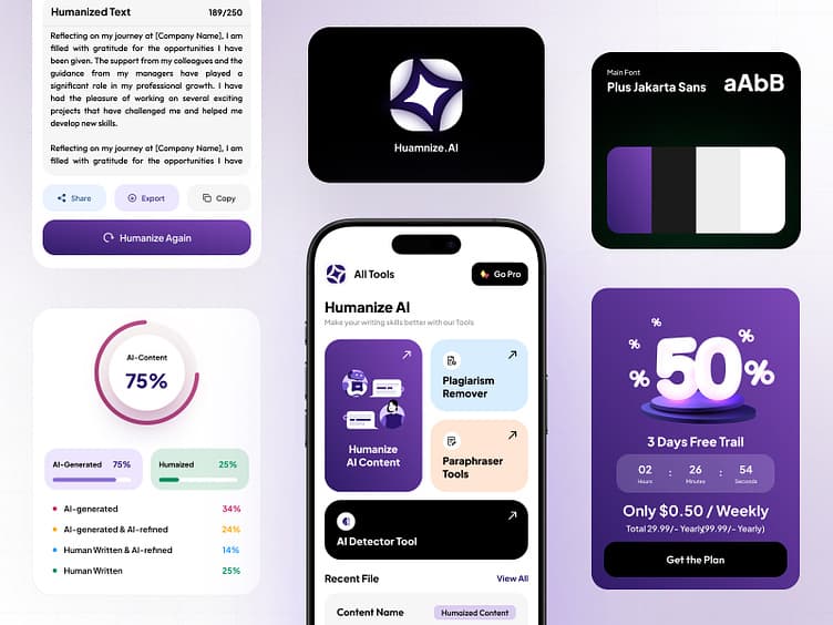 AI Humanizer Mobile App – iOS UI/UX Design by Zarbakhat Muneer on Dribbble