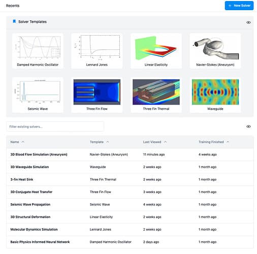 AI solver templates, template repository, and UI for running Modulus code - Customer S…