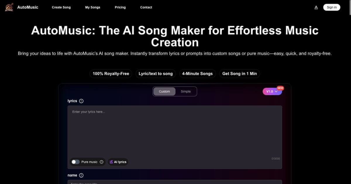 AutoMusic – AI Tool for Royalty Free Music Generation