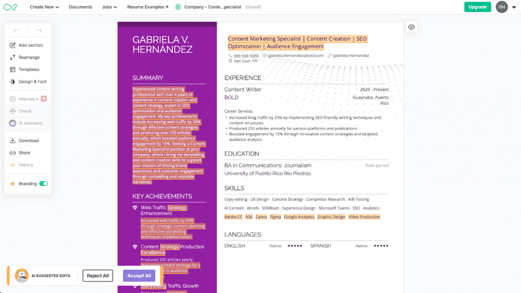 EnhanCV Review: Templates & Resume Builder
