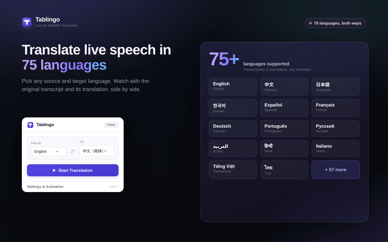 Tablingo: Live AI Subtitle Translator
