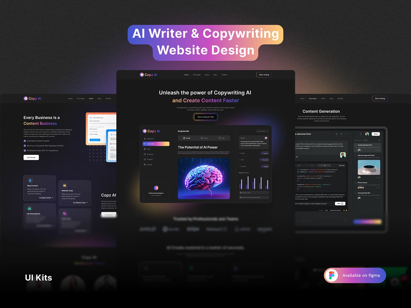 AI Writer & Copywriting Landing Page UI Design :: Behance