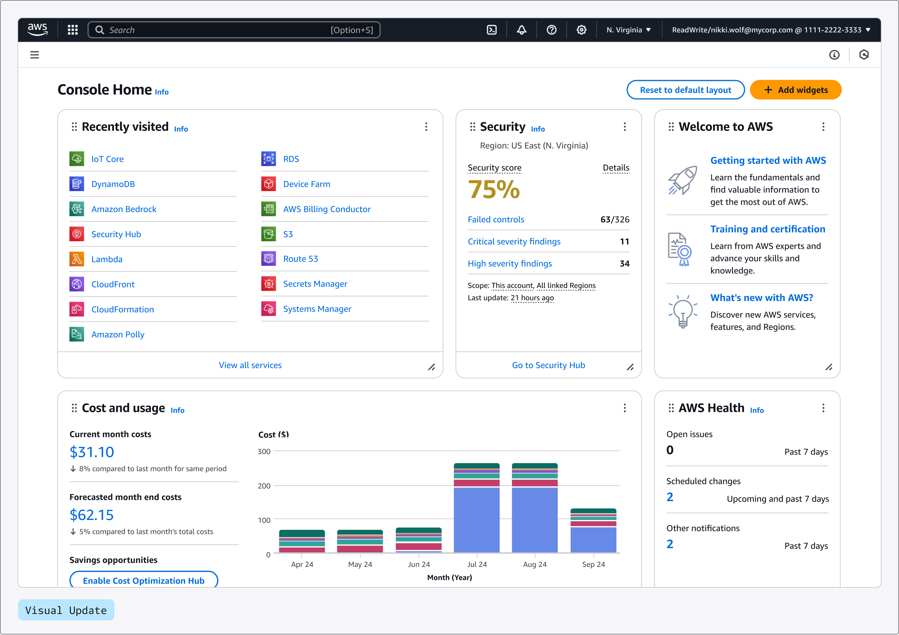 Announcing a visual update to the AWS Management Console (preview)