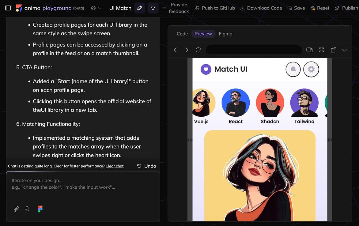Dating apps for UI partner: a playful experience using Anima Playground