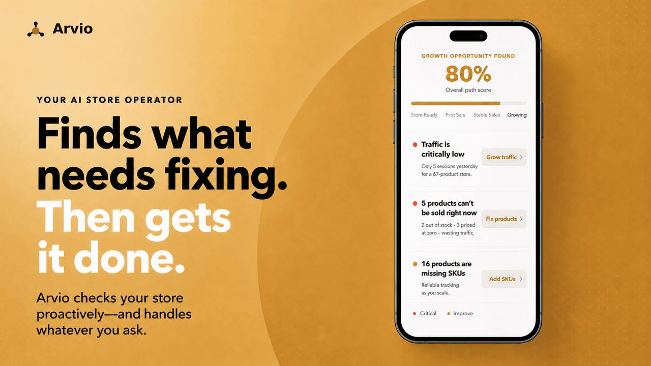 Arvio: AI Store Agent - AI agent for your store: checks issues, fixes SEO, bulk-edits