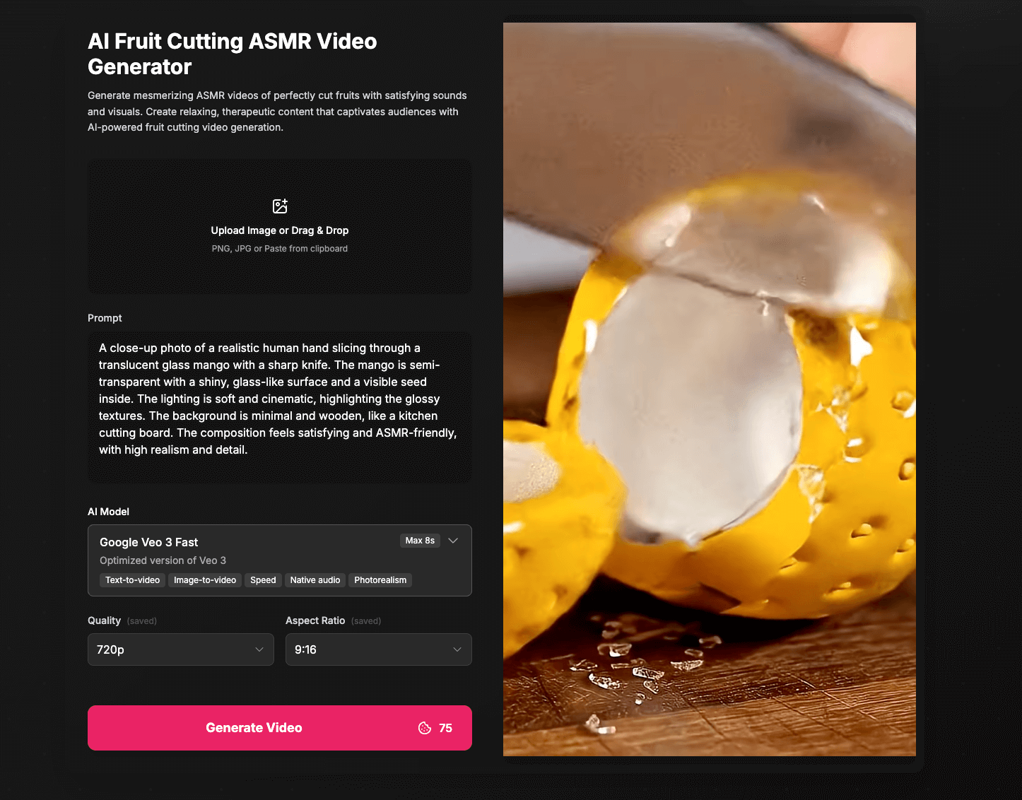 AI Fruit Cutting ASMR Generator