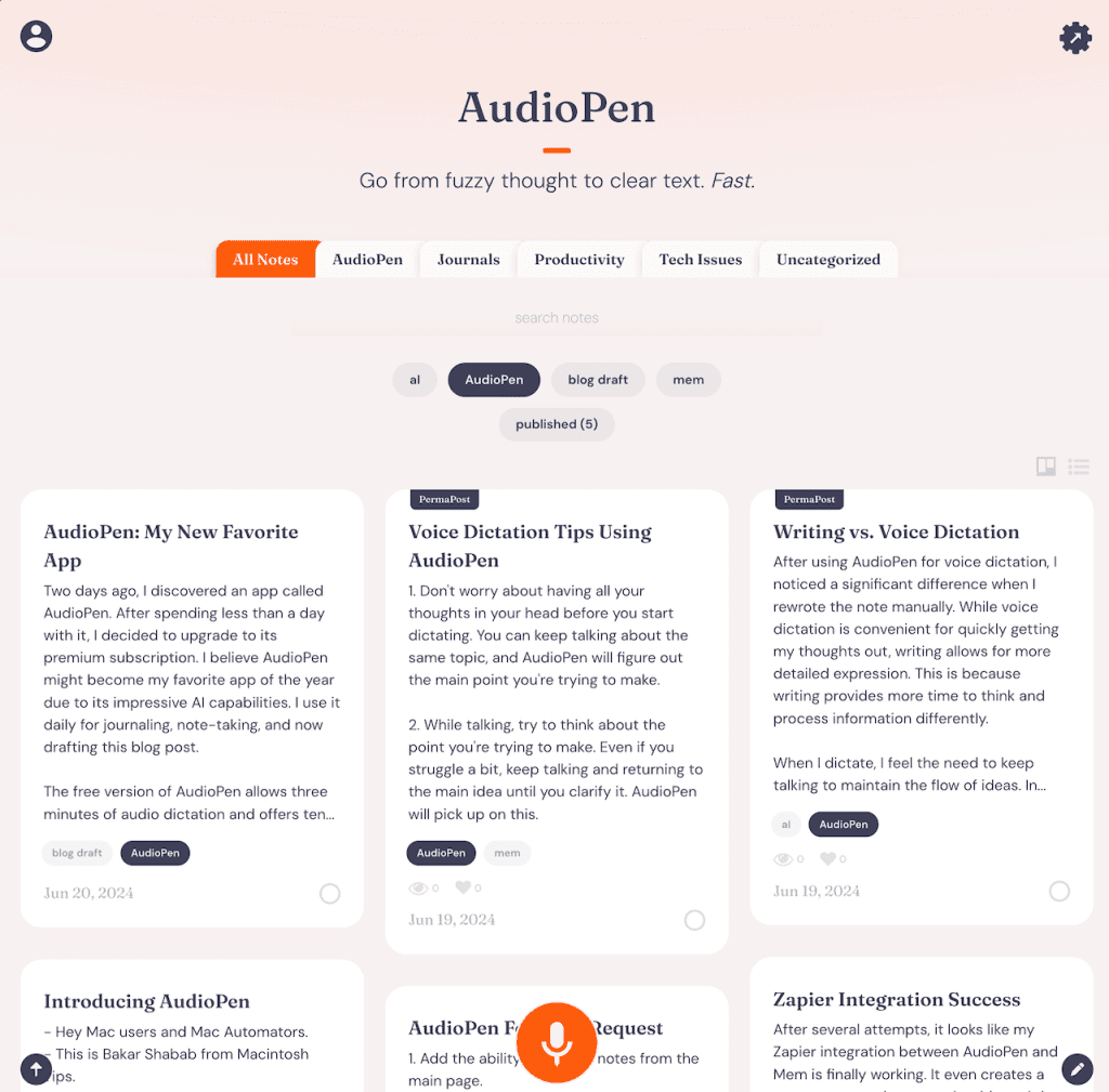 AudioPen: Transforming Rambling Thoughts into Structured Notes