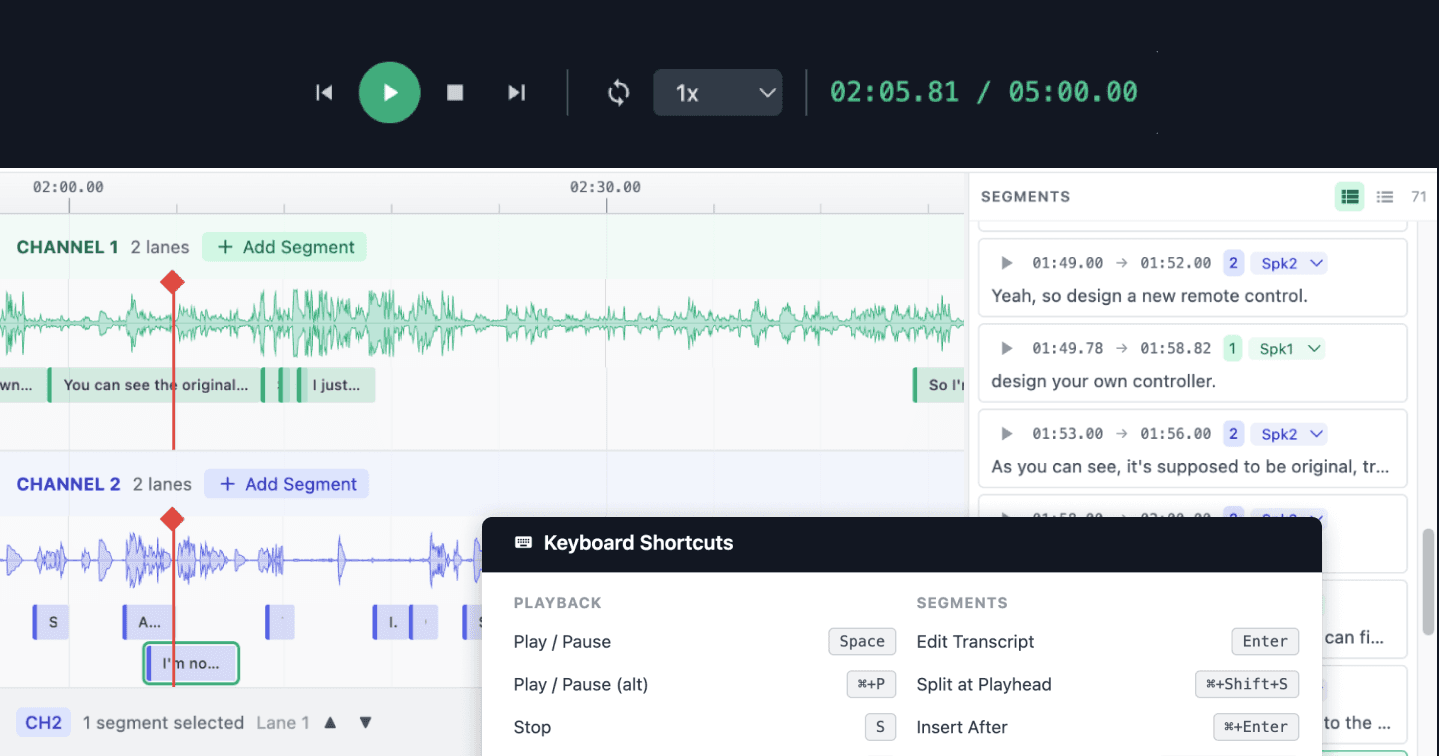 A New Audio Transcription UI for Speed and Quality at Scale