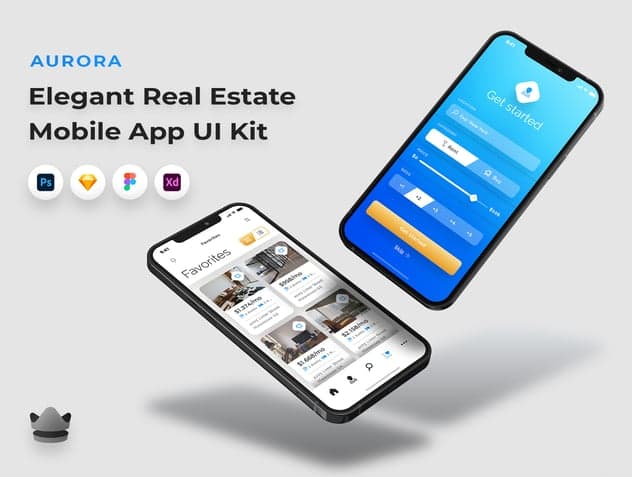 Aurora UI Kit, UX and UI Kits ft. ios & estate compatible with Adobe Photoshop, Sketch…