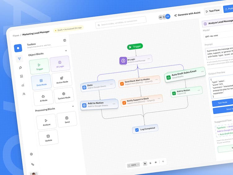 Auto — Smart AI Workflow Automation Tool Dashboard UI UX Design by LAIN UI/UX for LAIN…