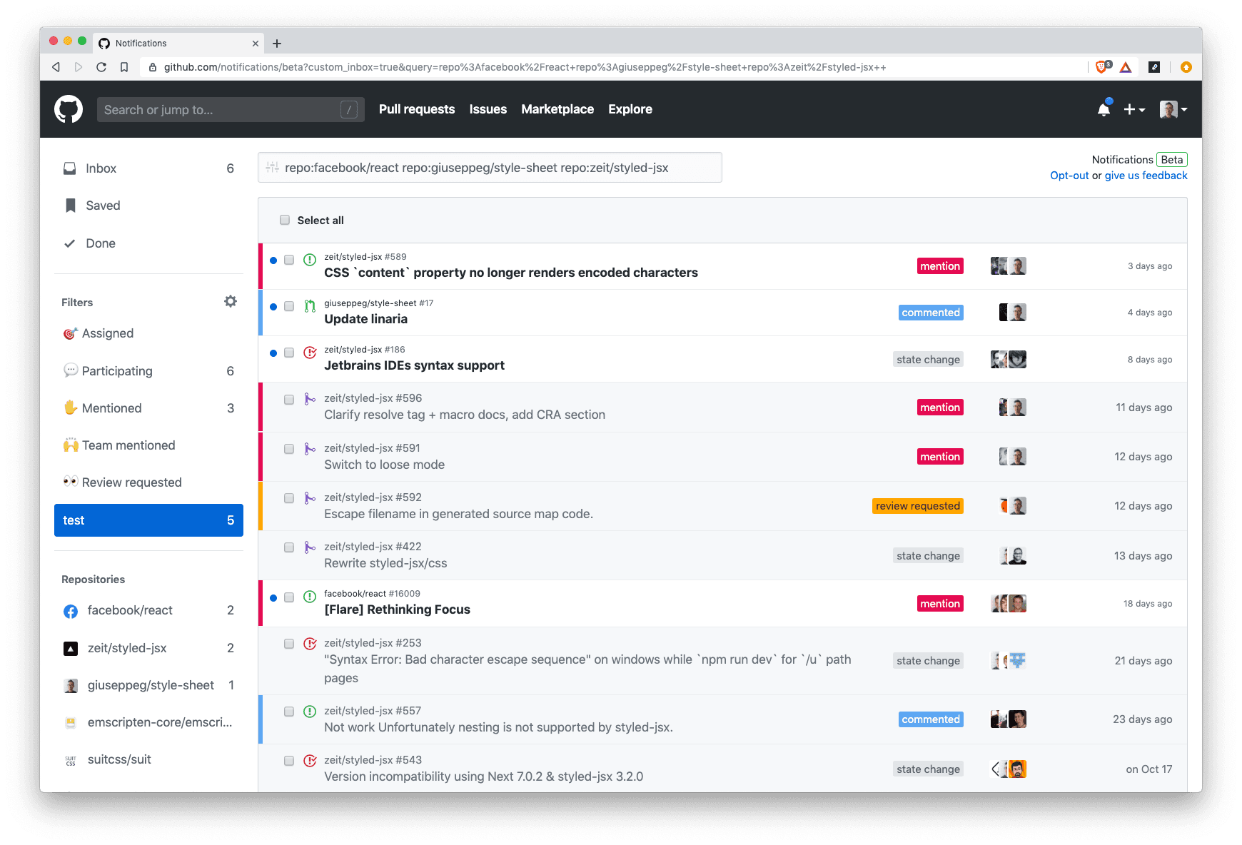 GitHub - giuseppeg/refined-github-notifications: ๐๐ Add UI improvements to the new Gโฆ