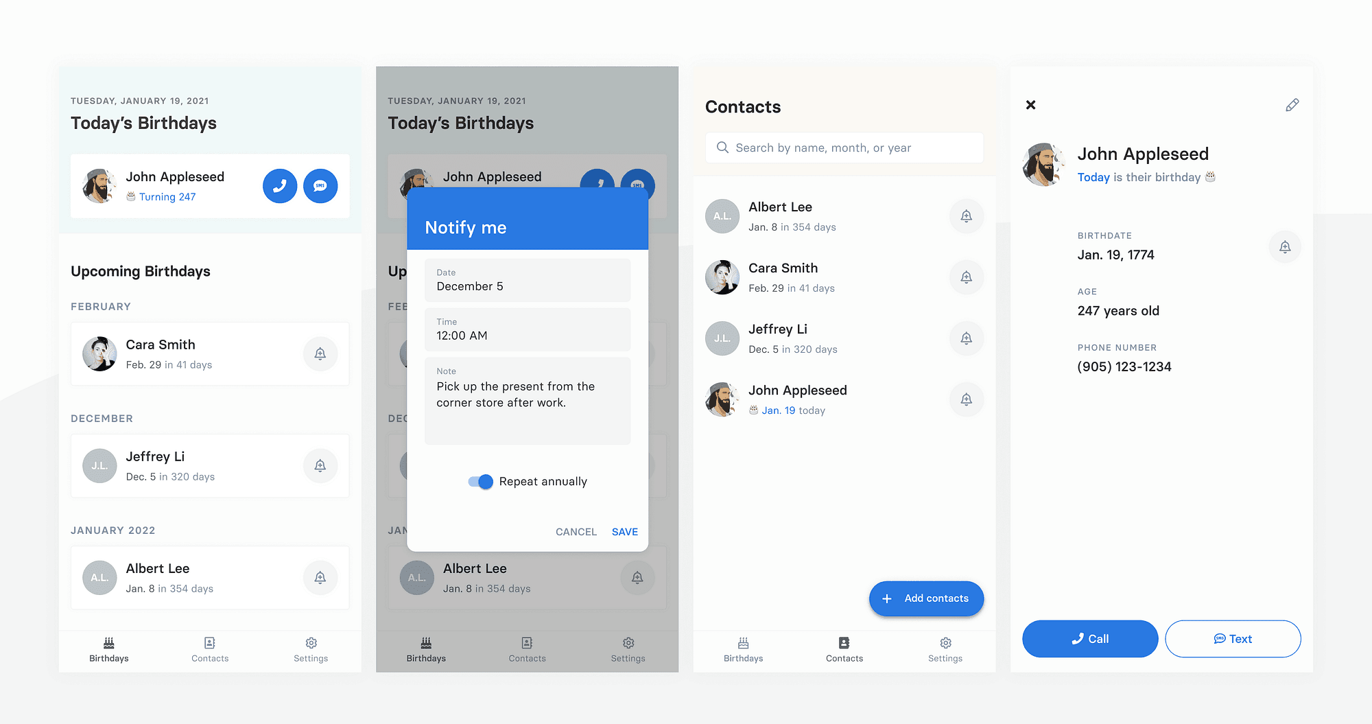 Designing a birthday reminder app