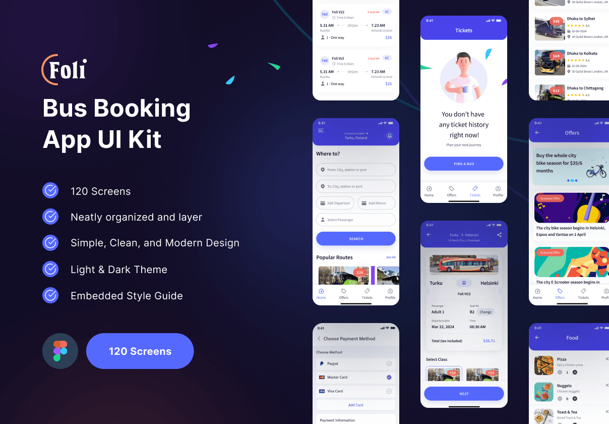Foli Bus Booking App UI Kit