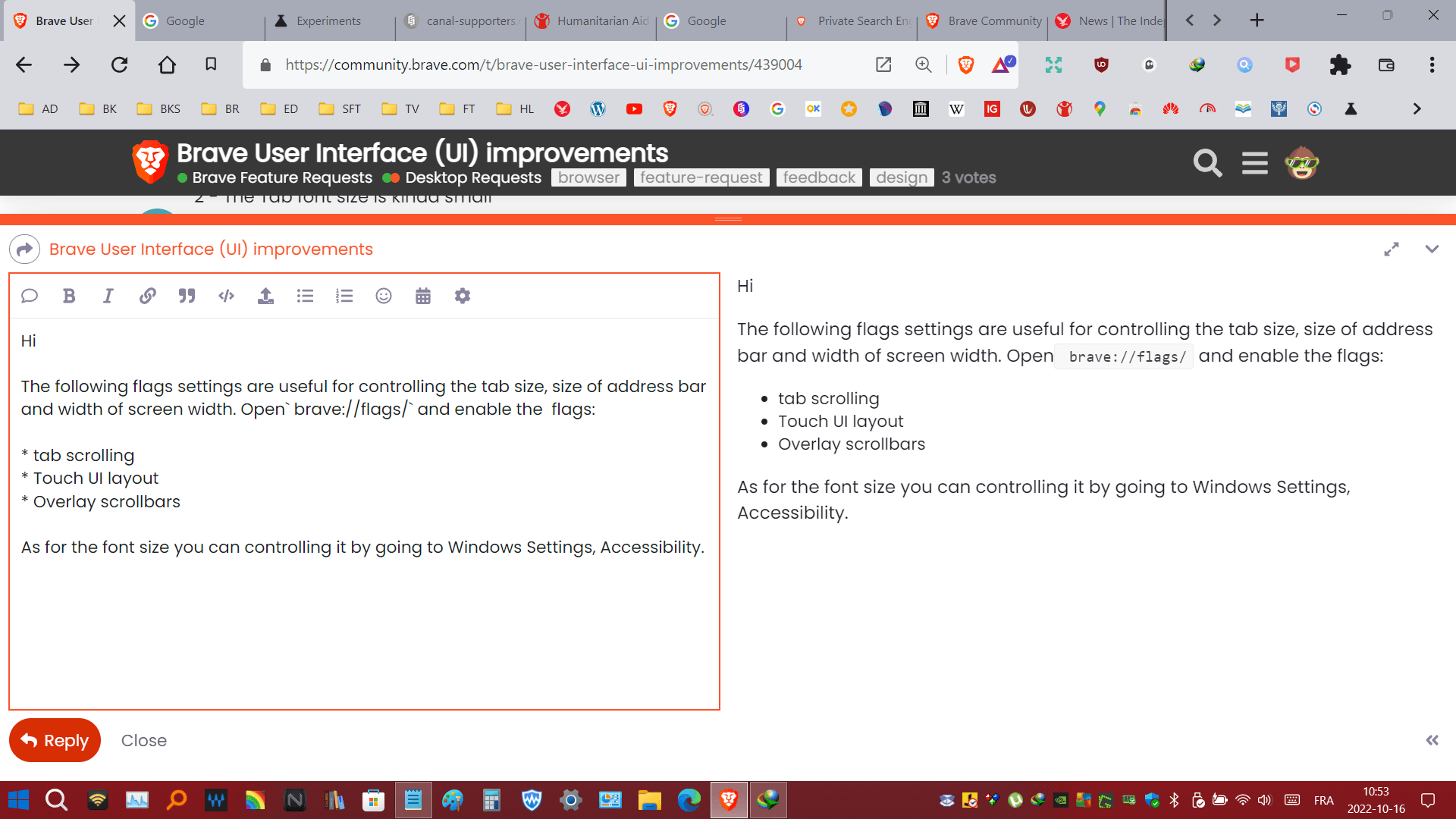 Brave User Interface (UI) improvements - Desktop Requests
