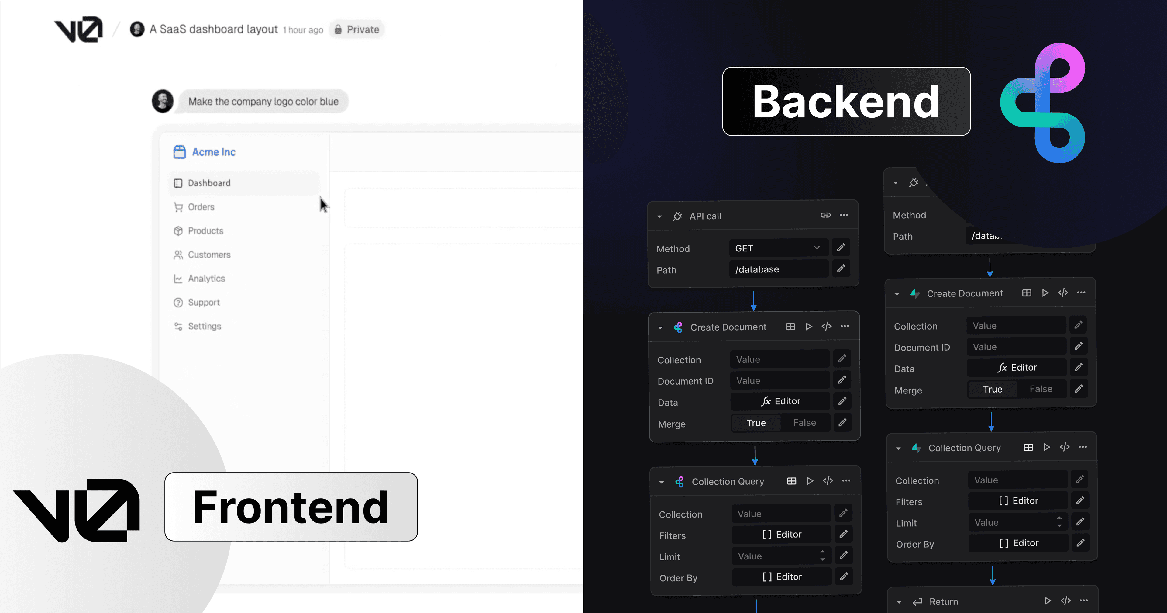 Generative Fullstack: Frontend UI with Vercel v0 and Backend with BuildShip