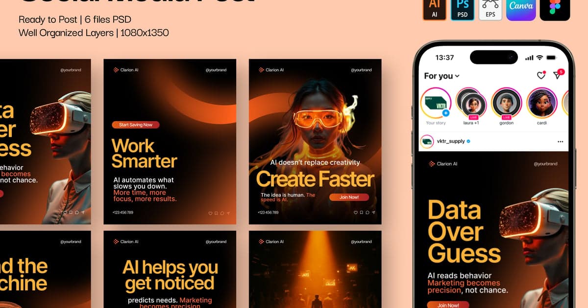 Clairon – AI Assistant Instagram Carousel Post, Social Media ft. instagram & post comp…