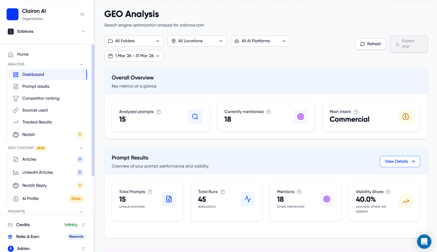 Clairon AI - Monitor Your AI Visibility & Lead AI Search