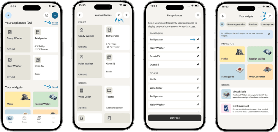 Discover the new look of hOn, the Candy, Hoover, and Haier app.