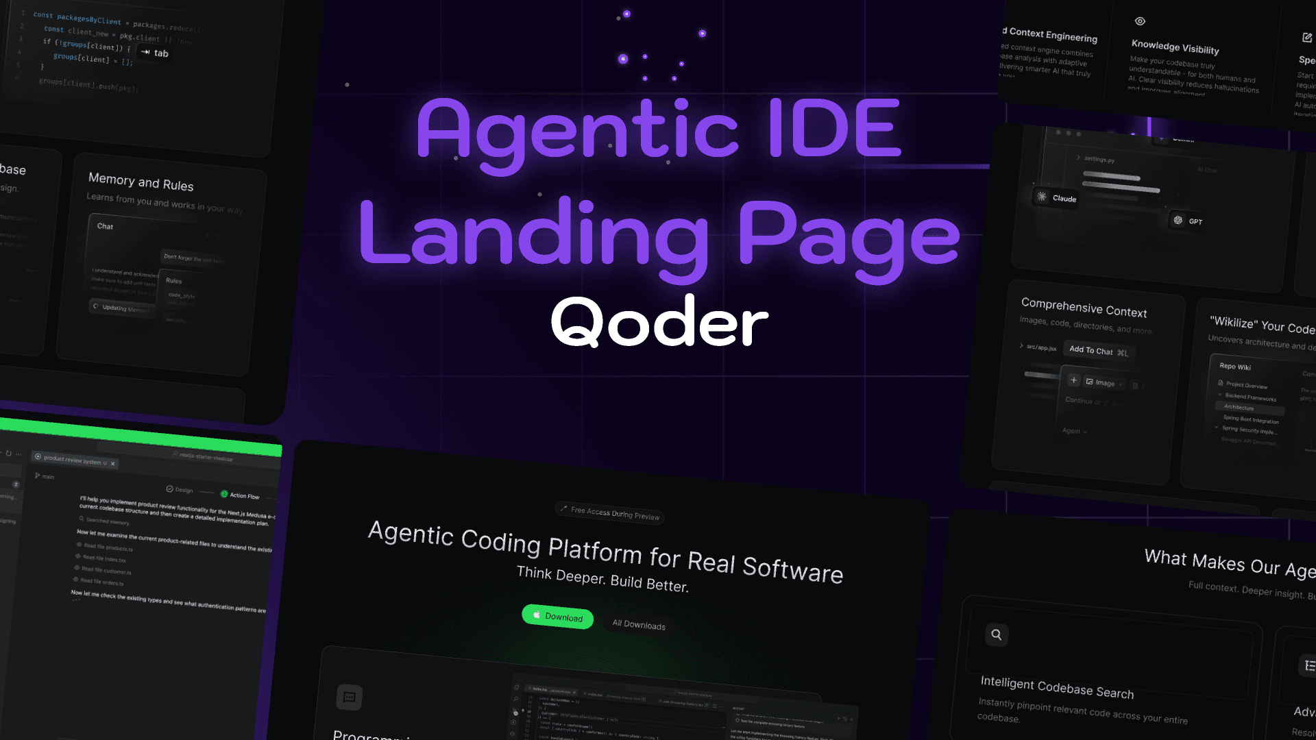 Agentic IDE Landing Page - Website Designs - Free Website Templates