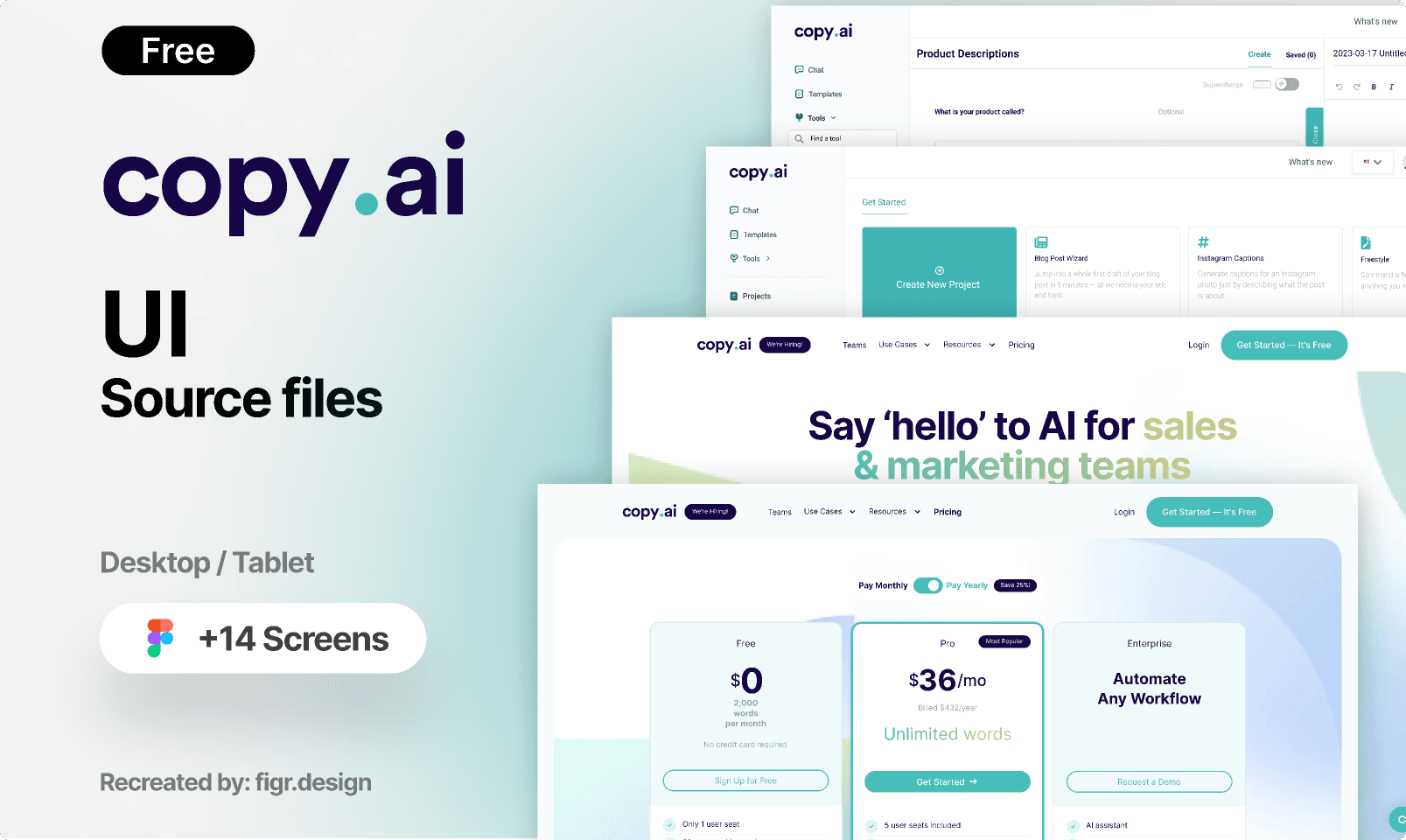 Copy.ai UI - Free UI Kit (Recreated)