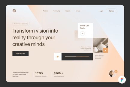 Creative Online Course Hero Section Website, UX and UI Kits, Websites ft. uiux & clean…
