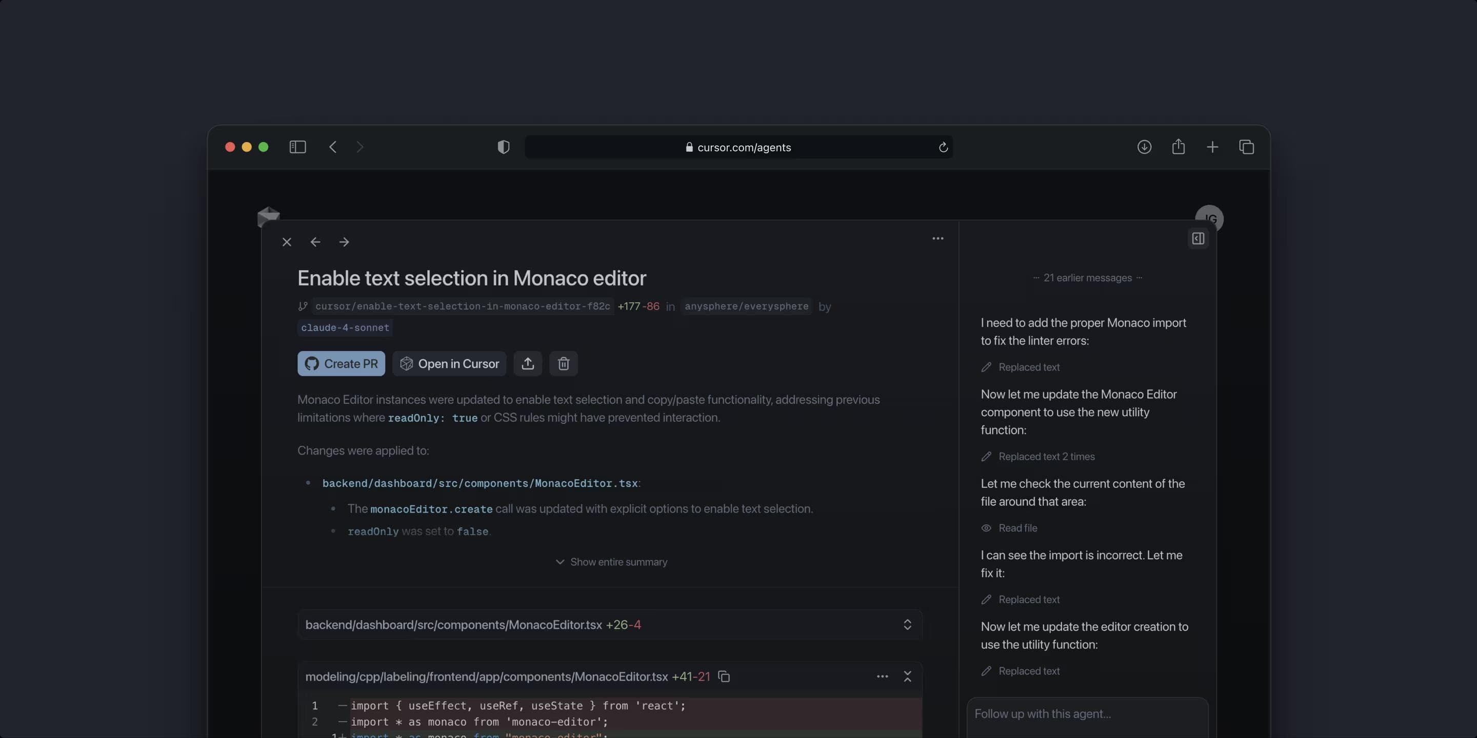 Cursor on web and mobile · Cursor