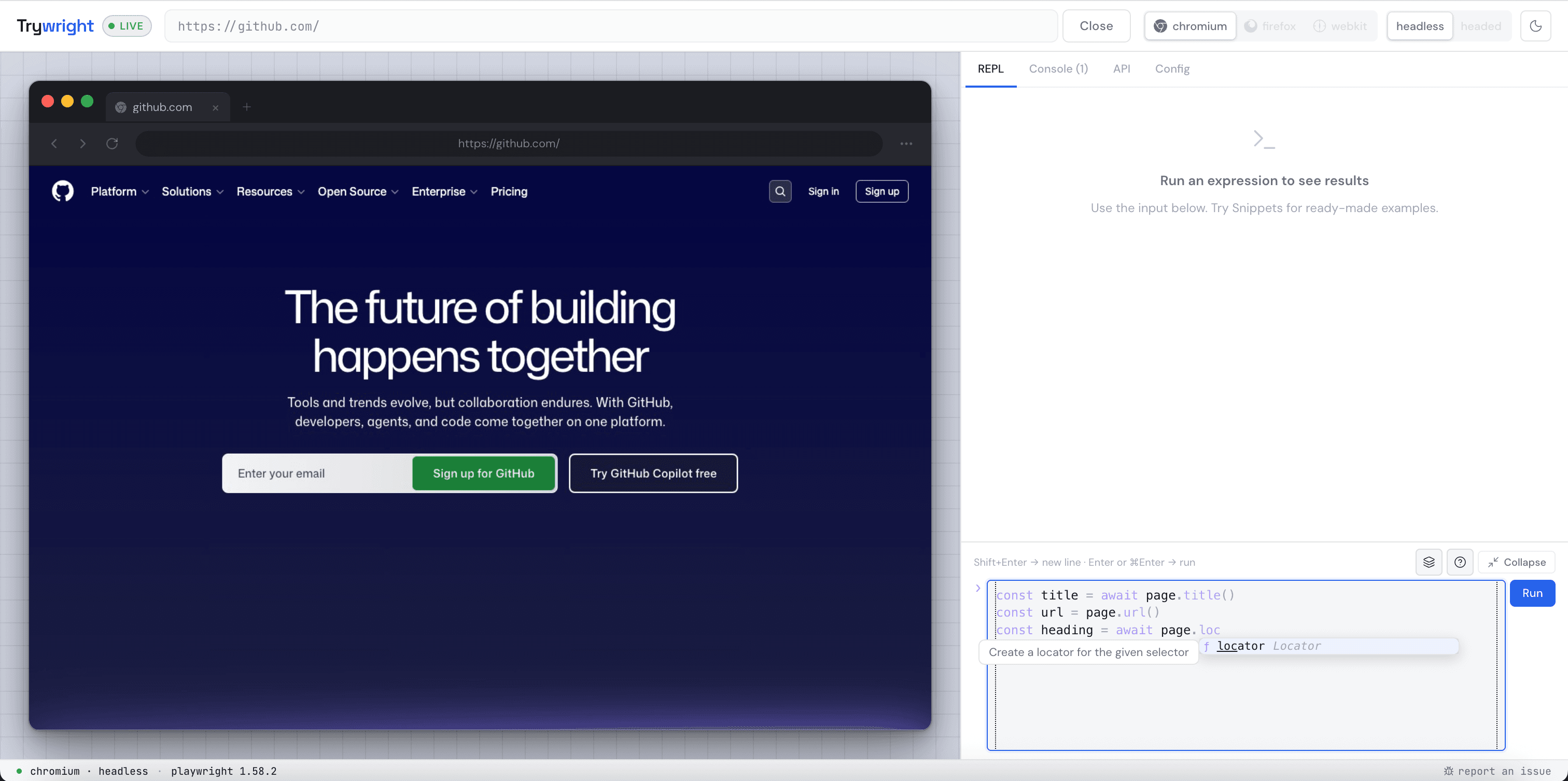 Trywright — Visual Playwright browser sessions