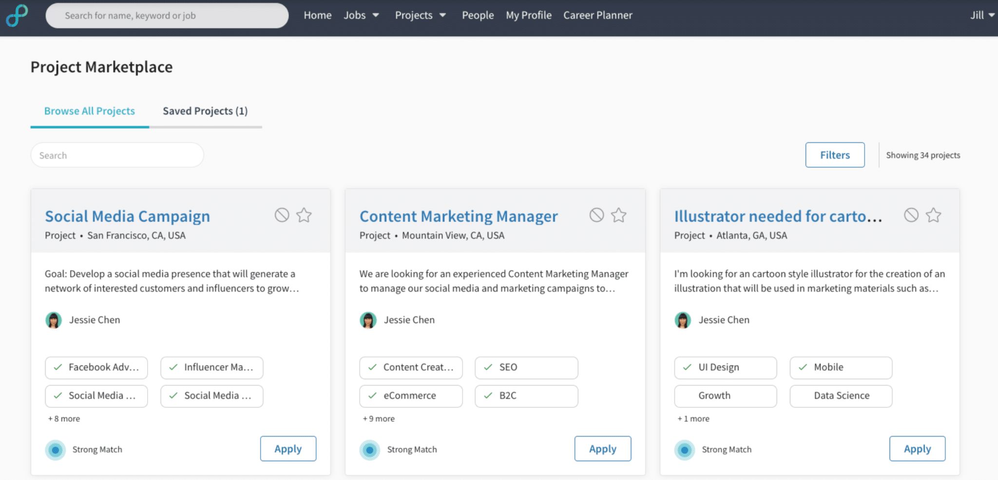 Project marketplace helps employees to find internal opportunities