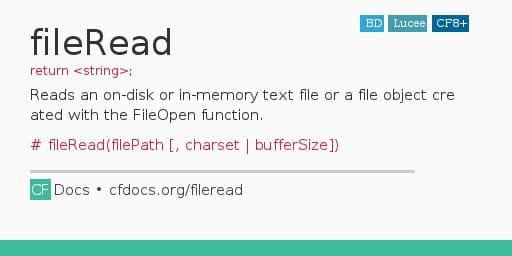 fileRead Code Examples and CFML Documentation
