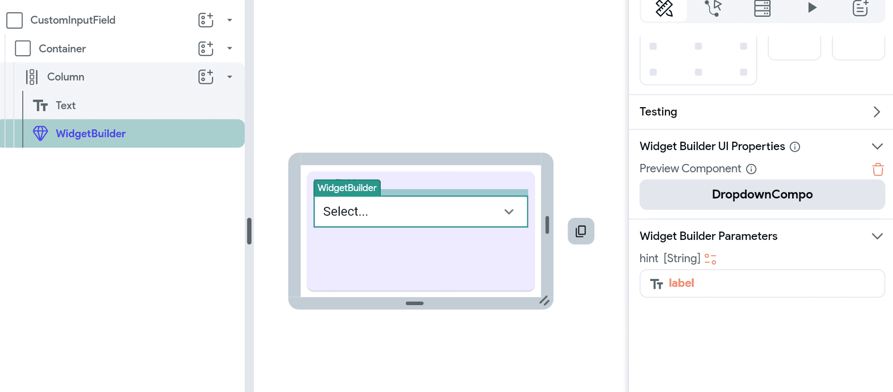 Widget Builder Parameters
