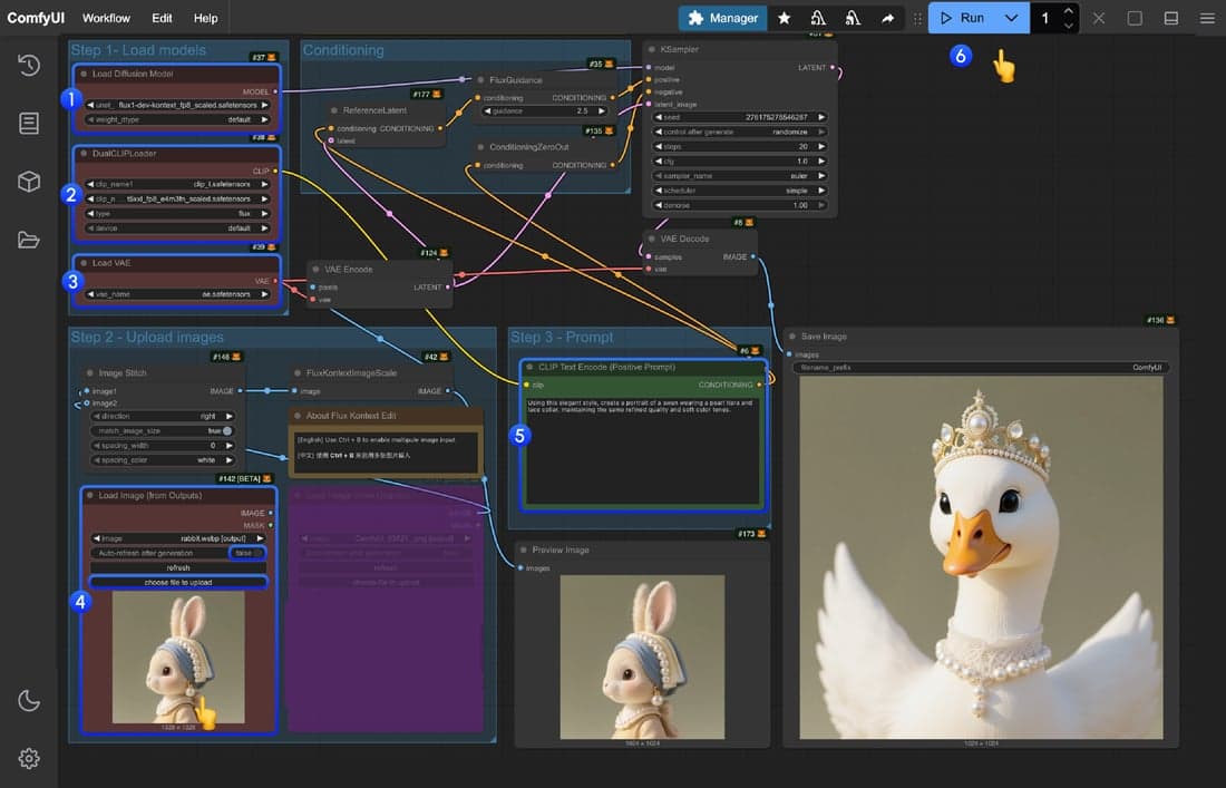 ComfyUI Flux Kontext Dev Native Workflow Example