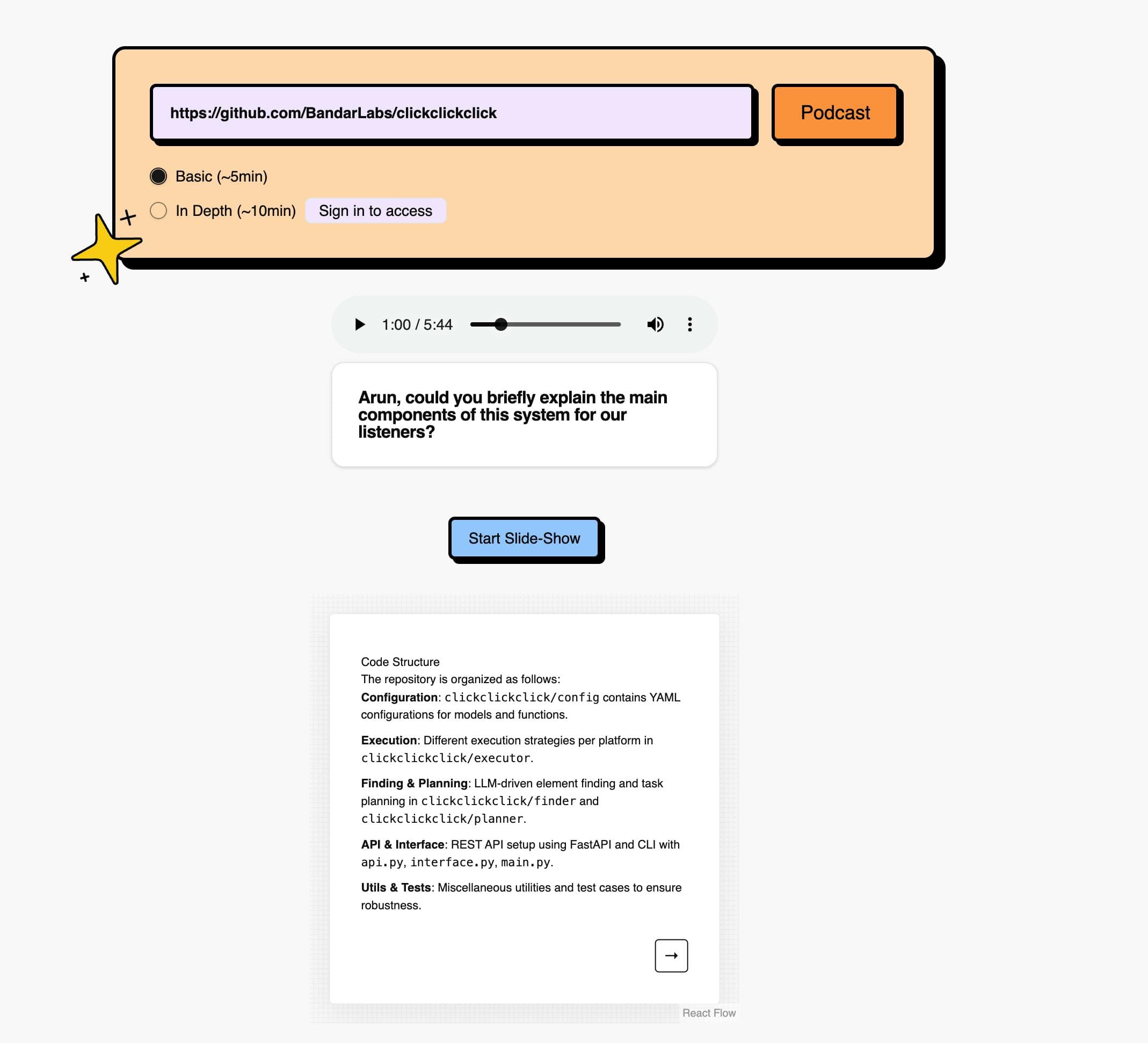 GitPodcast: Generate engaging podcast to understand a Github repo