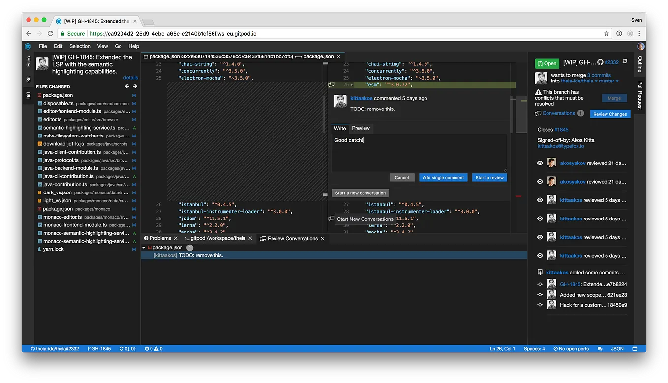 Developing native UI applications in Gitpod