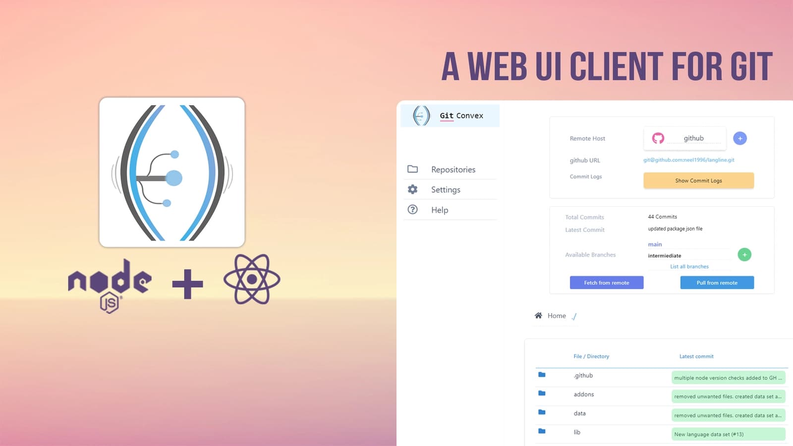 How I made a web based UI client for git using React + Node JS ?