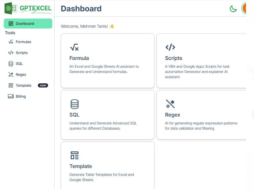 GPTExcel Dashboard - AI