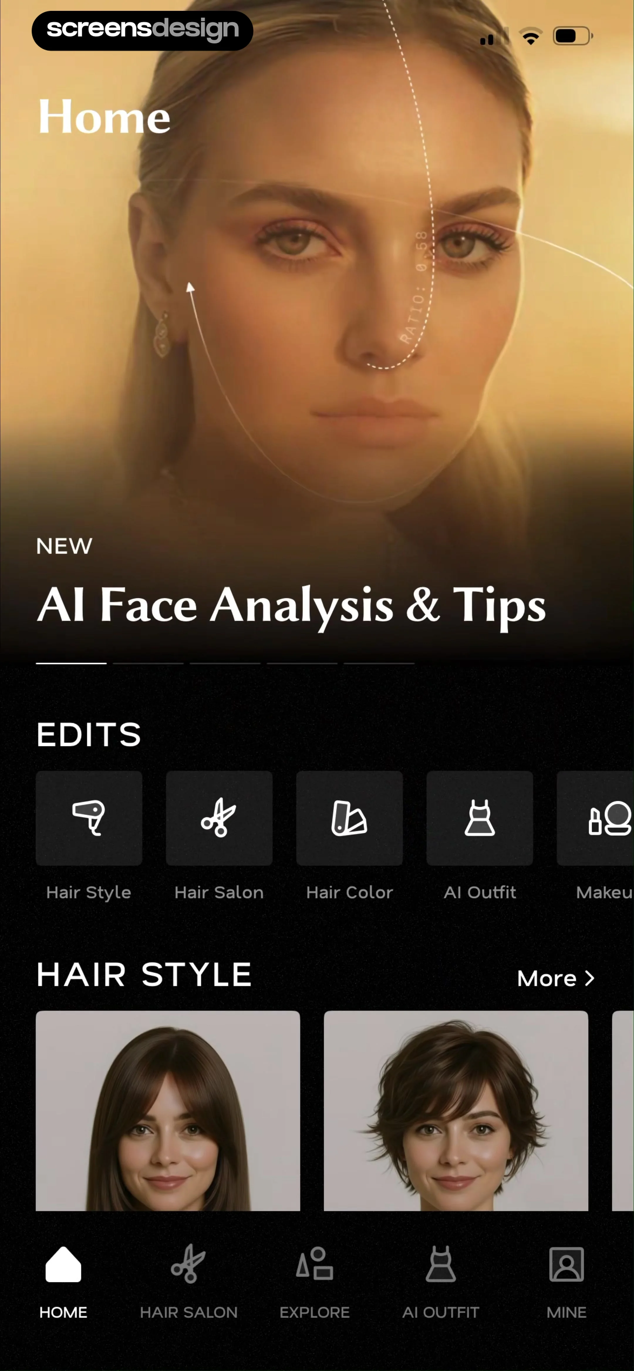 Glowify - AI Hairstyle Try On UI Breakdown