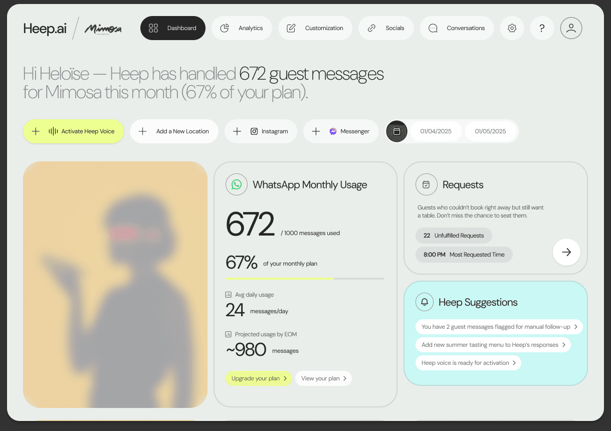 Heep – L'assistant IA qui répond à vos clients et remplit votre restaurant