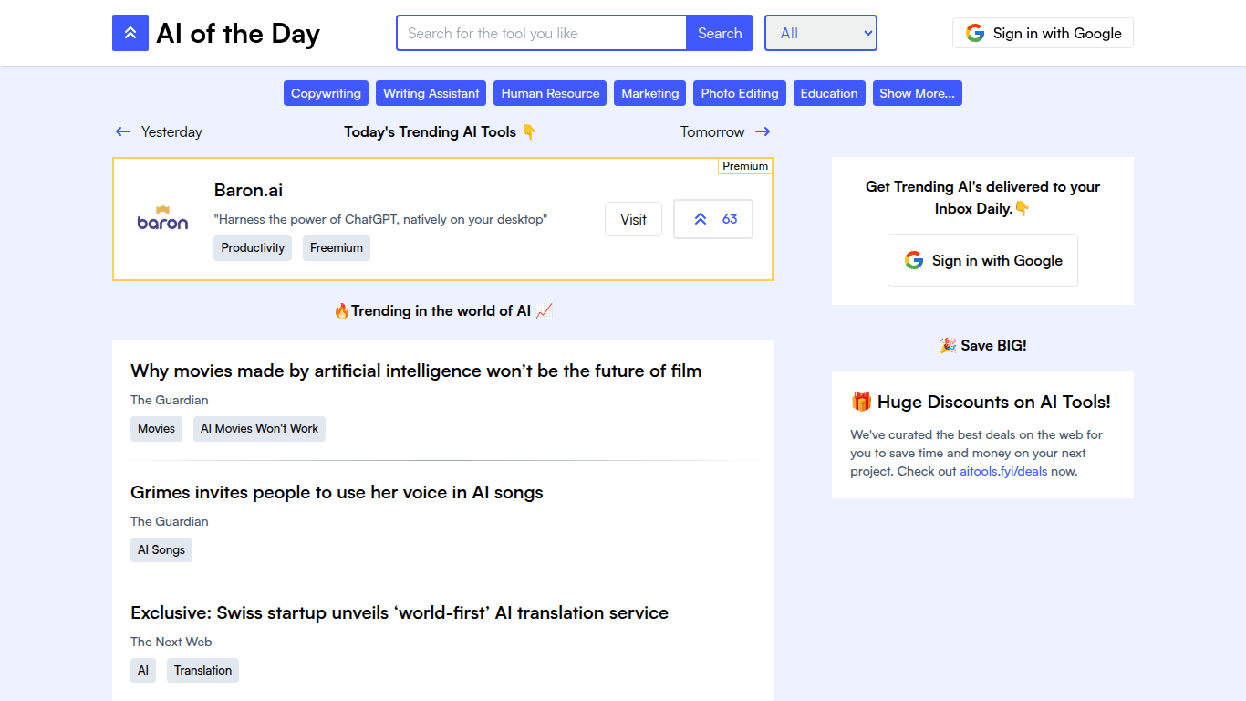 AI of the Day vs Alkanzo Comparison of AI tools