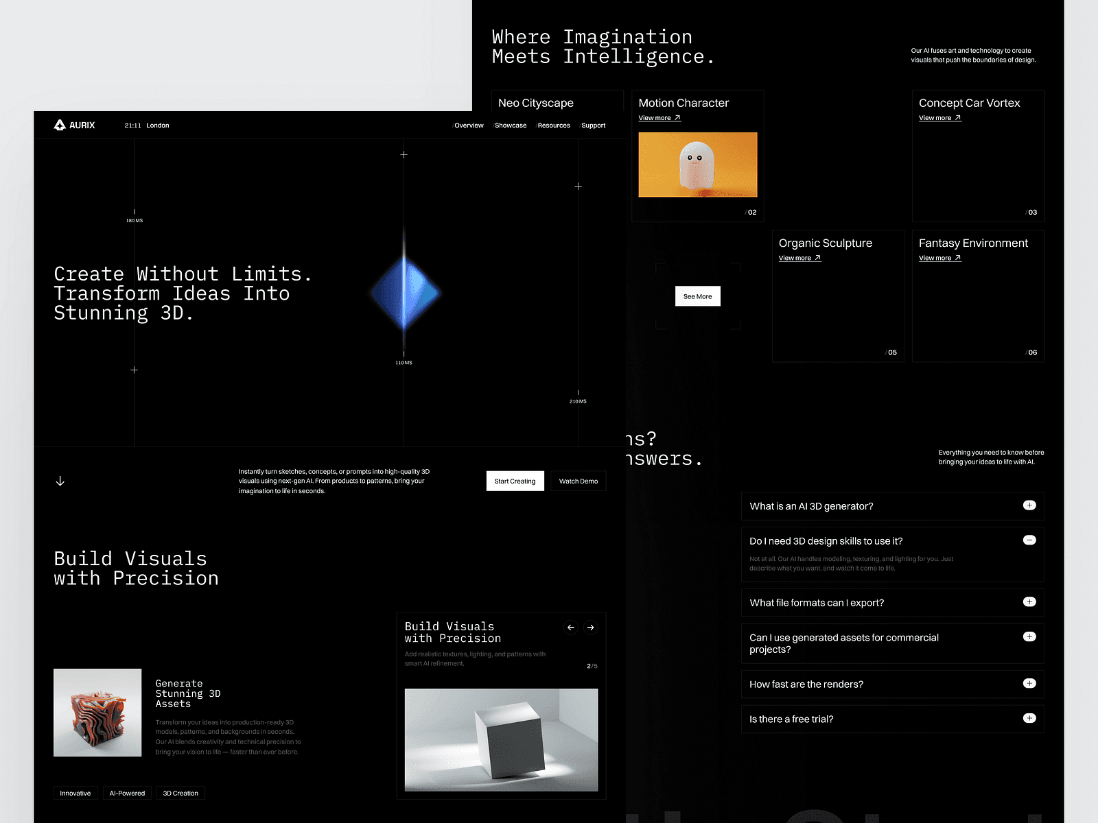 Aurix – AI 3D Generator Landing Page by Pota Design for Potara Studio on Dribbble