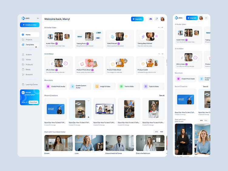 AI Avatar Platform UI/UX Design by Linur for Eloqwnt on Dribbble
