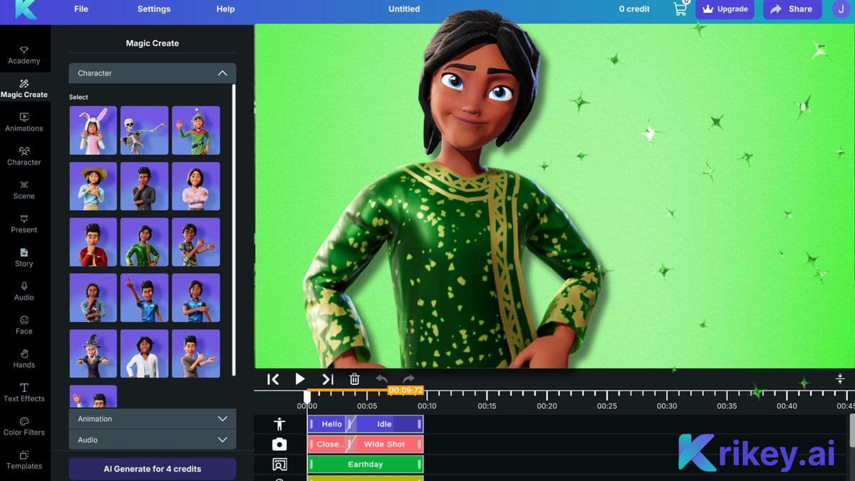 Krikey AI Character Generator: Video Editor to create an AI Cartoon Character