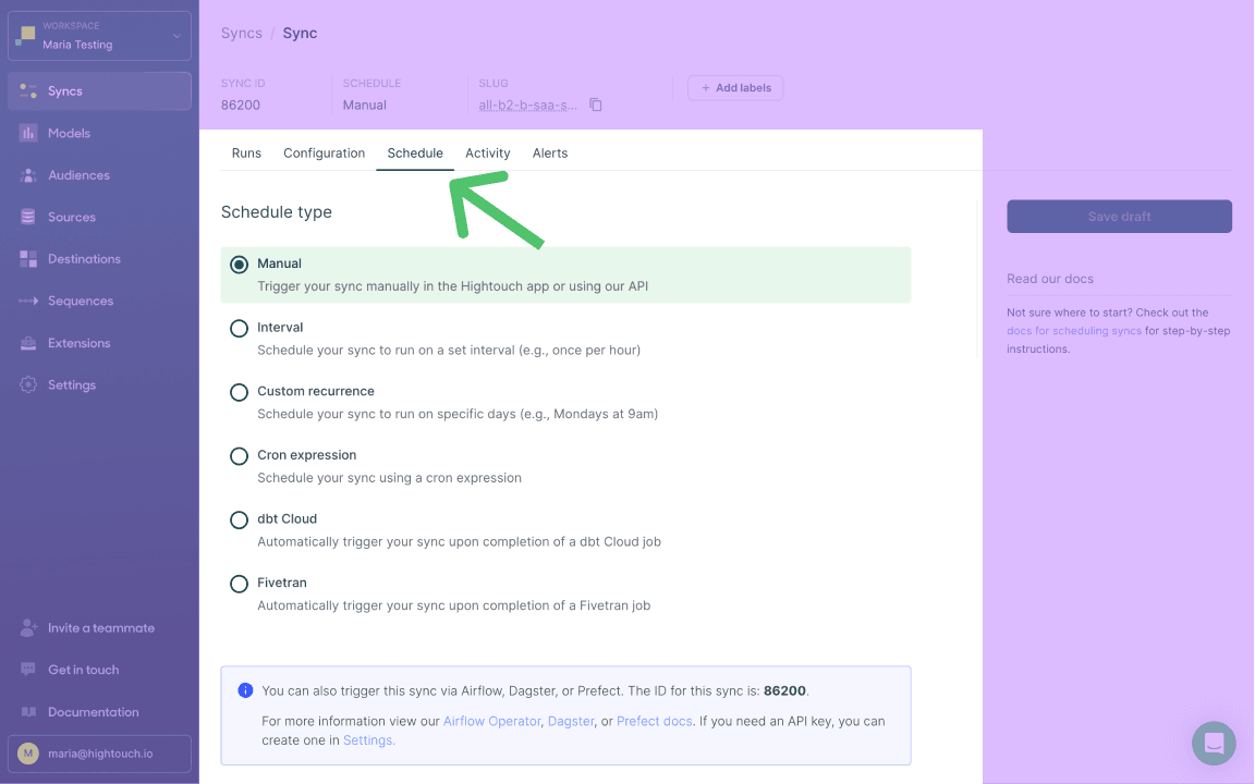 Schedule syncs in the UI