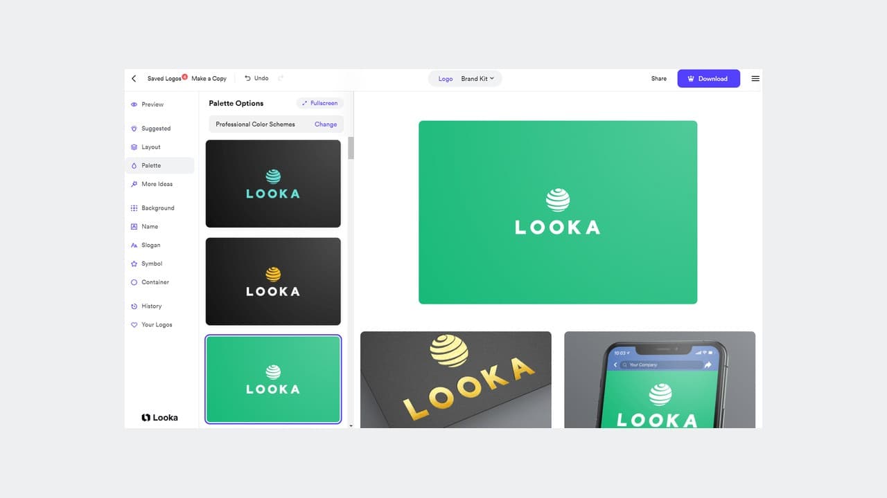 Using Looka's AI tool to make a logo